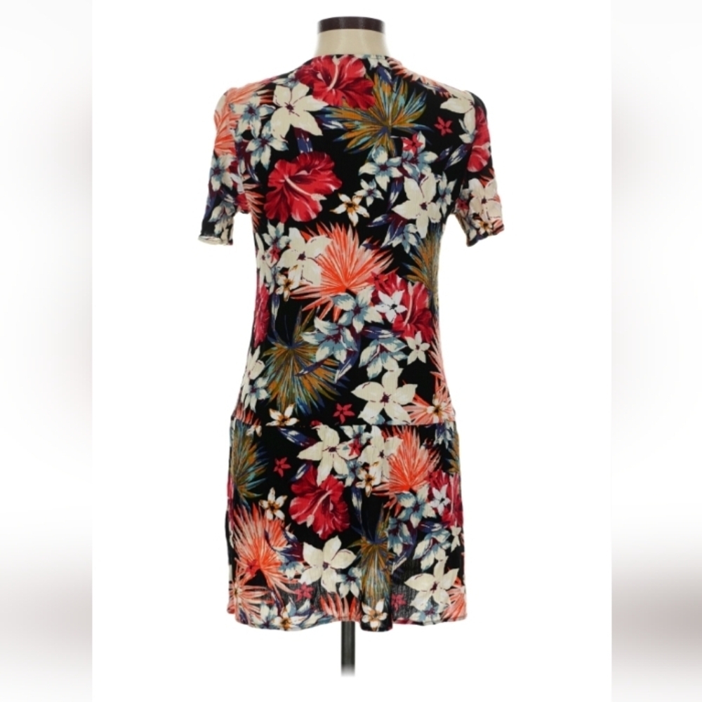 Stradivarius Tropical Floral Button Front Mini Dress Women’s M - Picture 5 of 9